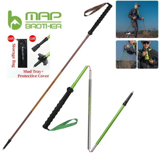 Bâtons de randonnée pliables 7075 “N-Pole” — Quick-Lock, pointe tungstène | AJ QuickLock 7075
