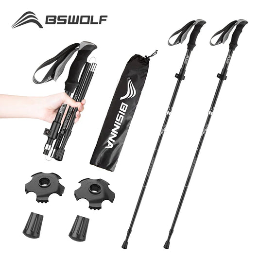 Bâtons de randonnée pliables 95–110 / 115–135 cm — Flip-Lock, EVA, pointe tungstène (paire) | AJ FlipLock
