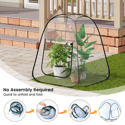 Mini-serre pop-up transparente — porte zippée en U — protection gel & nuisibles — intérieur / balcon / jardin - 70x70x80 cm - 0.56m²