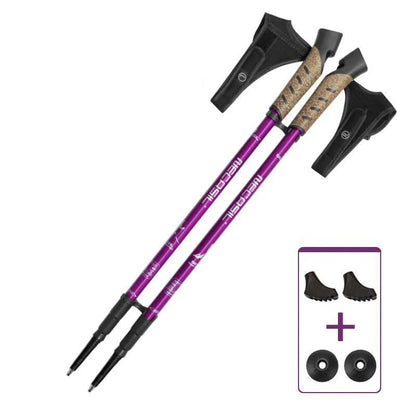 Bâtons marche nordique 63–135 cm — liège, alu 7075, verrou cuivre (paire) | AJ Nordik 7075