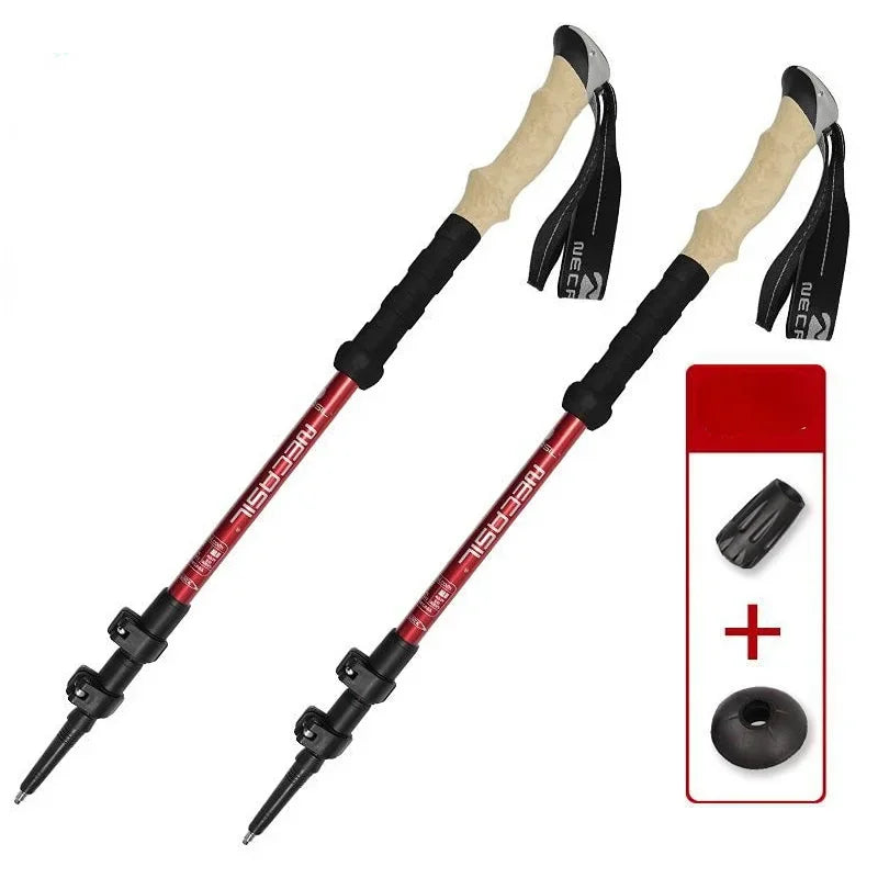 Bâtons randonnée 62–135 cm — flip-lock, anti-choc, poignée EVA (paire) | AJ HikeLock 62