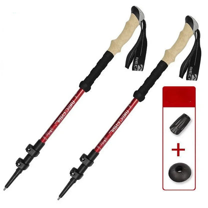 Bâtons randonnée 62–135 cm — flip-lock, anti-choc, poignée EVA (paire) | AJ HikeLock 62