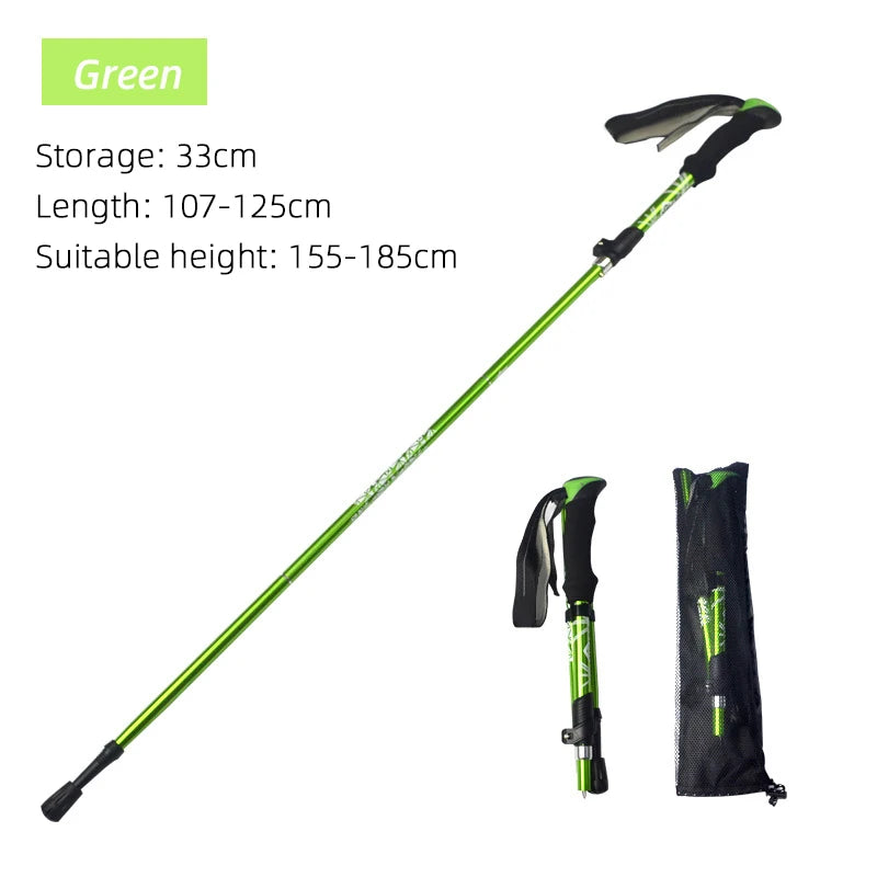 Bâton de randonnée pliable 5 sections jusqu’à 130 cm — poignée mousse, pointe tungstène | AJ TrekZ 130
