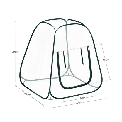 Mini-serre pop-up transparente — porte zippée en U — protection gel & nuisibles — intérieur / balcon / jardin - 70x70x80 cm - 0.56m²