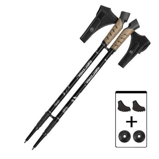 Bâtons marche nordique 63–135 cm — liège, alu 7075, verrou cuivre (paire) | AJ Nordik 7075