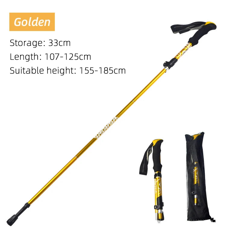 Bâton de randonnée pliable 5 sections jusqu’à 130 cm — poignée mousse, pointe tungstène | AJ TrekZ 130
